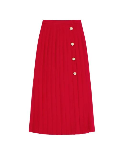 Valentino Garavani Red Georgette Midi Skirt
