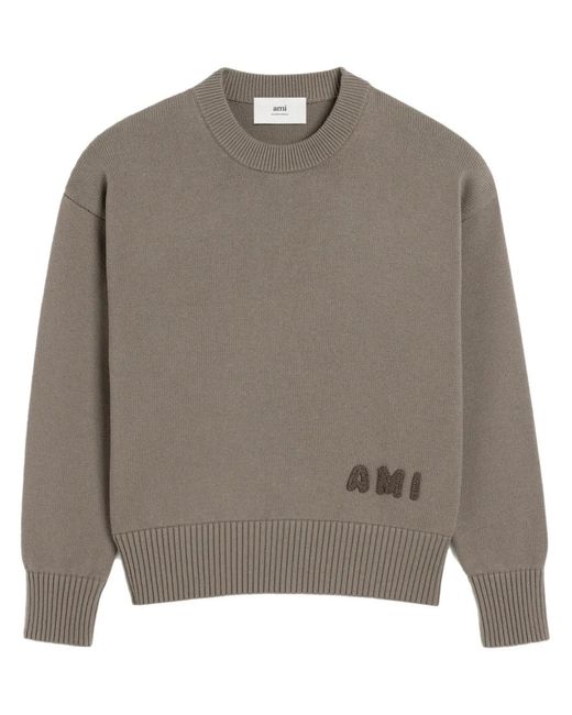 Ami Paris メンズ グレー ロゴ セーター