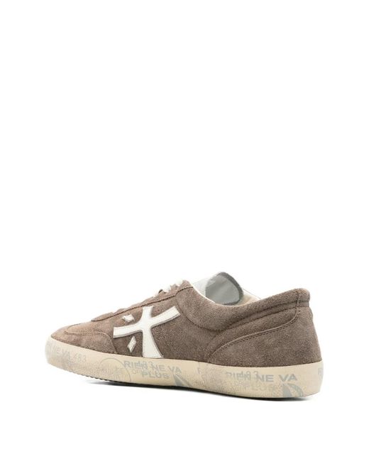 Premiata White David Logo-Patch Sneakers for men