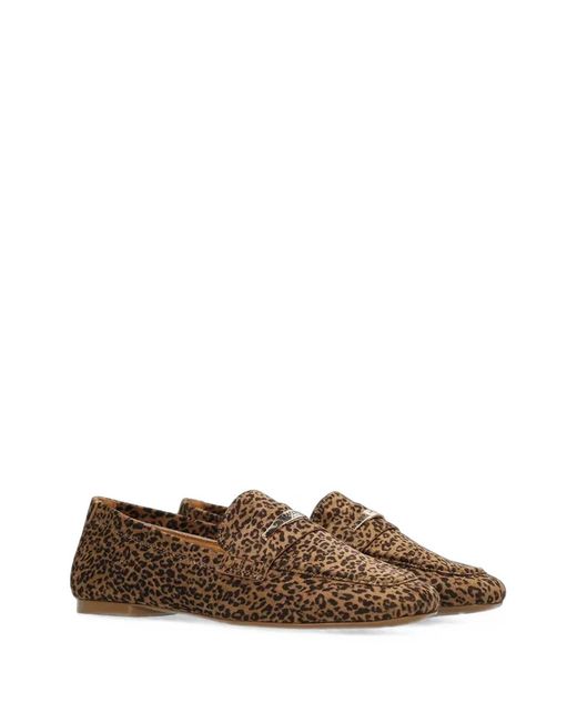 Mexx Brown Leopard-Print Loafers