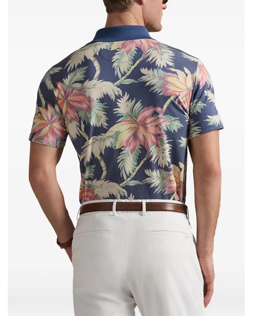 Ralph Lauren Blue Floral-Print Polo Shirt for men