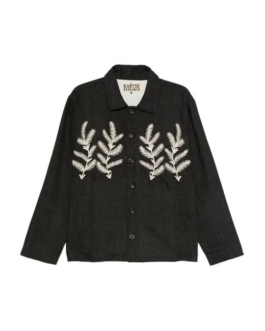 Kartik Research Black Embroidered-Sprig Jacket for men