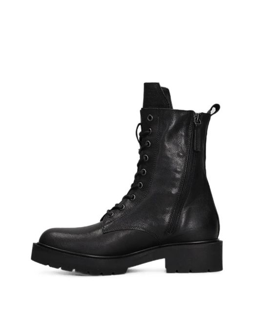 Julie Dee Black Lace-Up Combat Boots