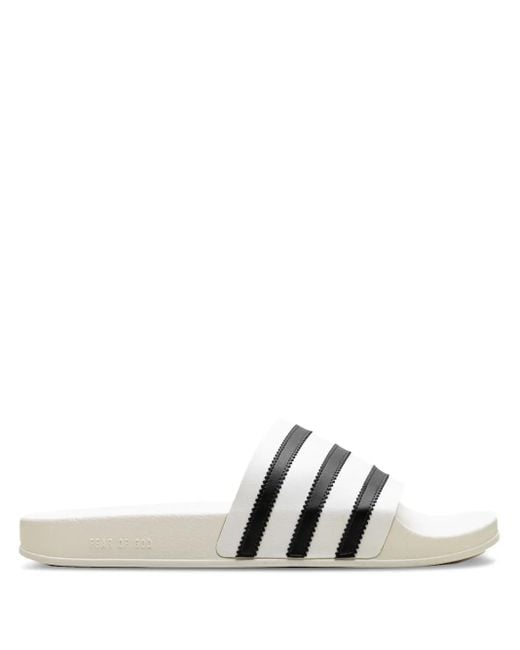 Adidas White X Fear Of God Athletics Adilette "Cream" Slides for men