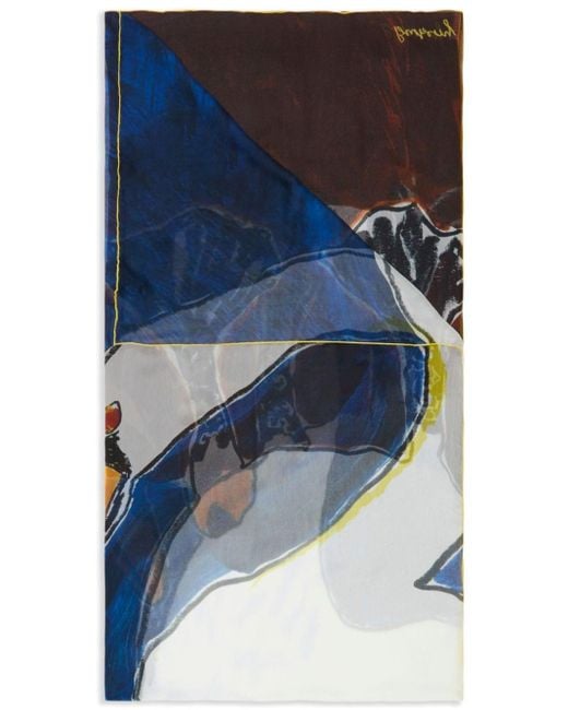 Burberry Blue Swan-print Silk Scarf