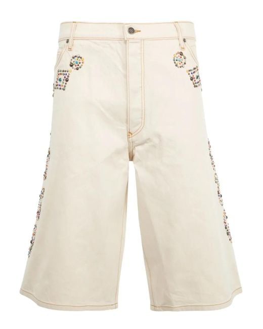 Cout de la Liberte Zander Verfraaide Twill Baggy Shorts in het Natural voor heren