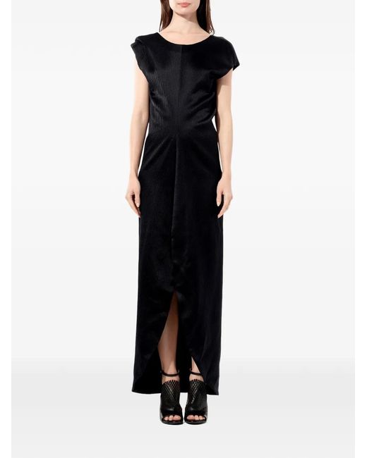 Balenciaga Black Crinkled-Effect Open-Back Dress