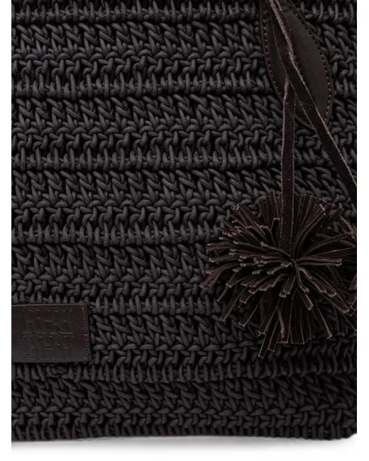 Pedro Del Hierro Madrid Black Crochet Tassel-Detail Tote Bag