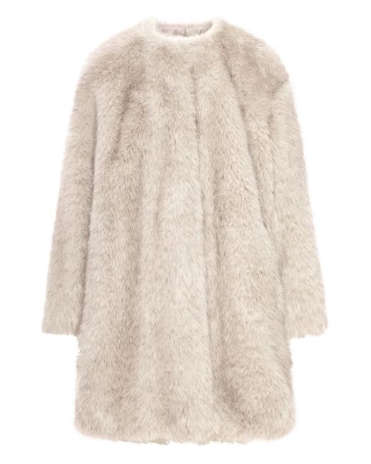 Max Mara Natural Mantel aus Faux Fur