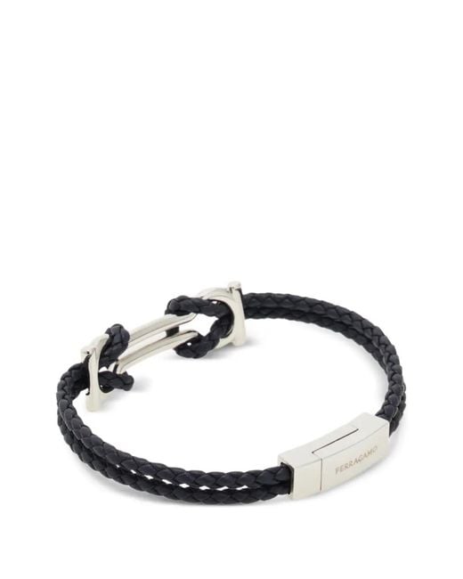 Ferragamo White Gancini Braided Bracelet for men