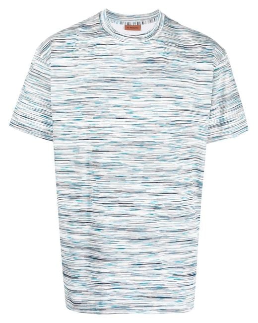 Missoni Blue Round-Neck Striped T-Shirt for men