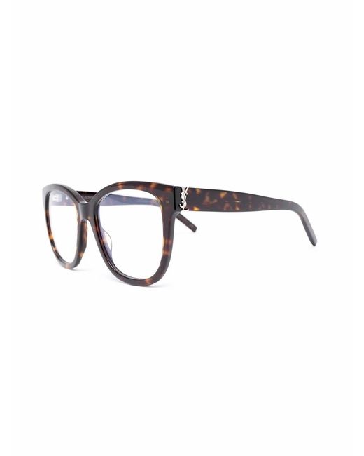Saint Laurent Black Tortoiseshell-Effect Oversize-Frame Glasses