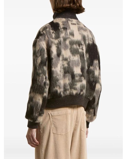 Peserico Green Camouflage-Pattern Zip-Front Jacket