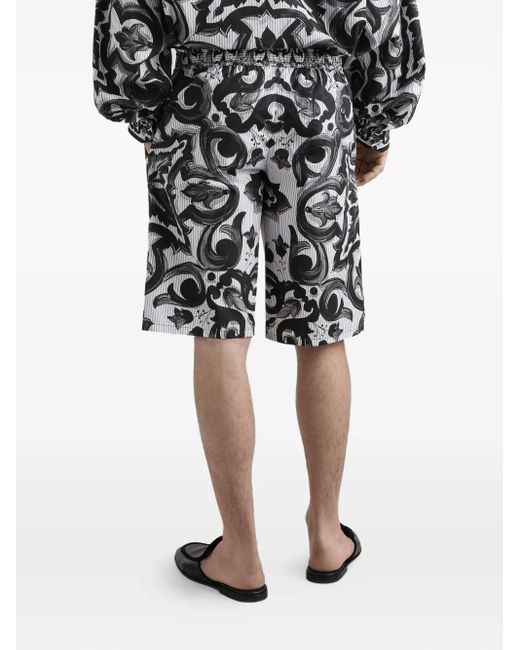 Dolce & Gabbana Gray Maiolica-Print Shorts for men