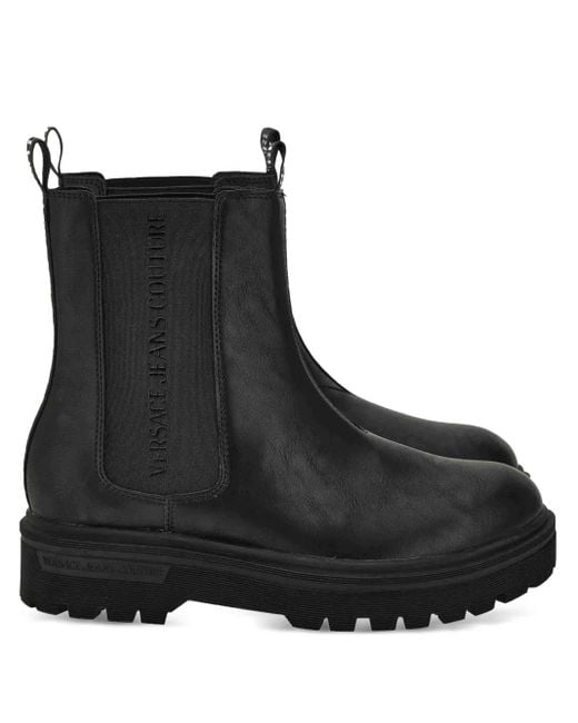 Versace Jeans Couture Black Logo-Detail Elastic-Panel Boots for men