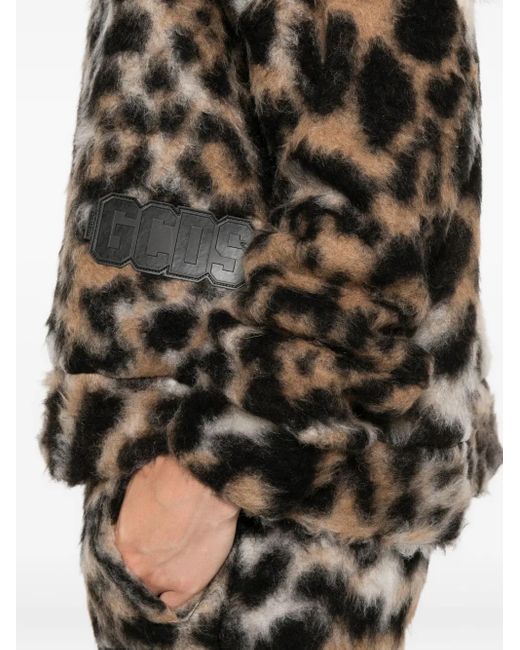 Gcds Black Hooded Animal-Print Sweater