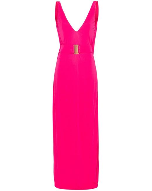 Pinko Pink Cabreo V-neck Maxi Dress