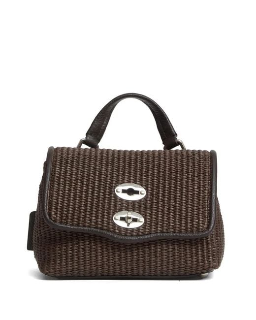 Zanellato Brown Mini Postina Vimini Woven Tote Bag