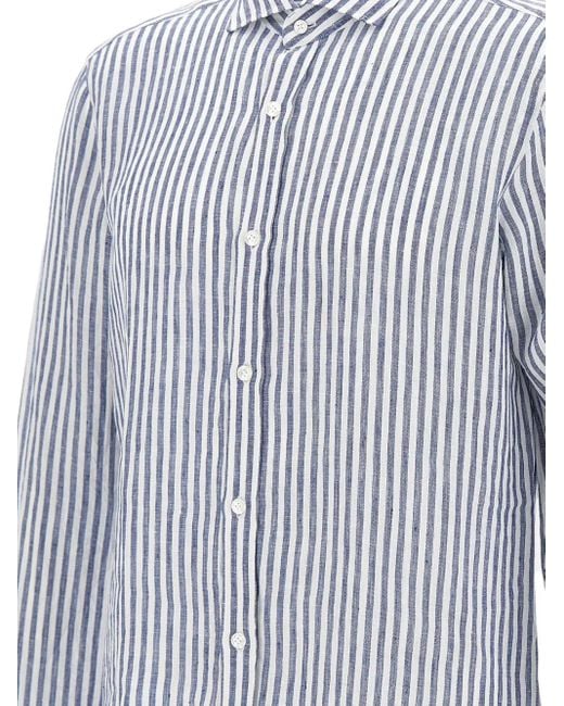 Barba Napoli Blue Striped Shirt for men