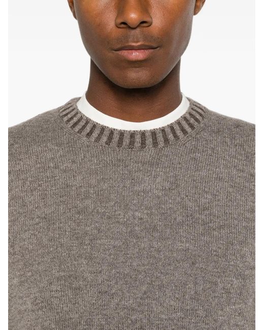 Vengera Gray Ribbed-Knit-Trim Sweater for men