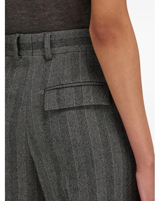 Ferragamo Gray Ferragamo Straight-Leg Chevron Tailored Trousers