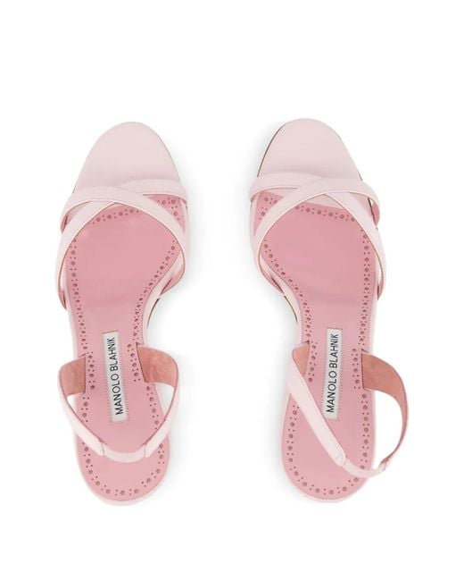 Manolo Blahnik Pink 90Mm Ammoursli Slingback Sculpted-Heel Sandals