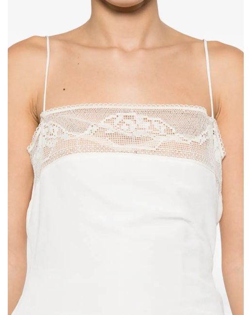 Magda Butrym White Lace-Trim Mini Dress