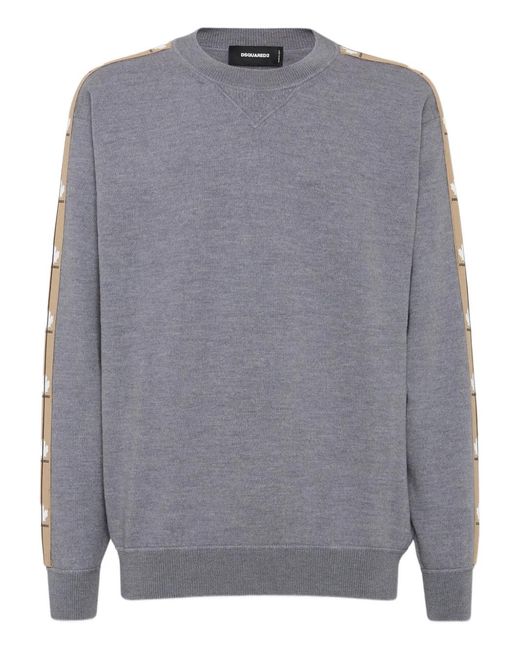 DSquared² Gray Logo-Tape Sweater for men