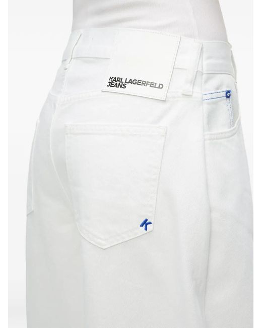 Karl Lagerfeld White Logo-Patch Jeans