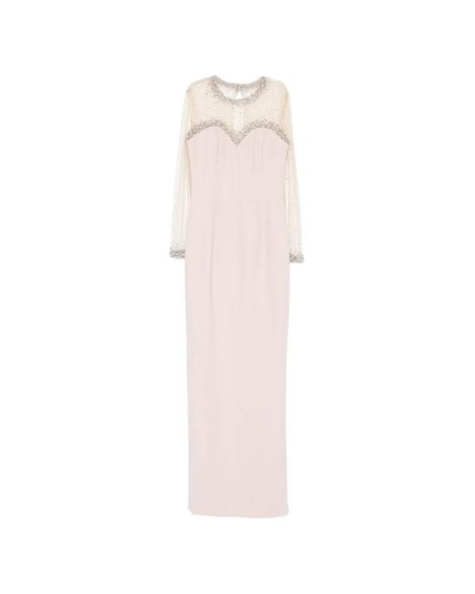 Jean Louis Sabaji Pink Crystal-Embellished Crepe Dress