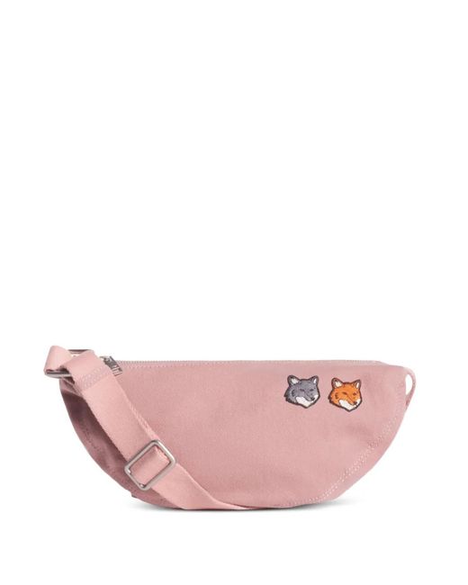 Maison Kitsuné Pink Embroidered Shoulder Bag