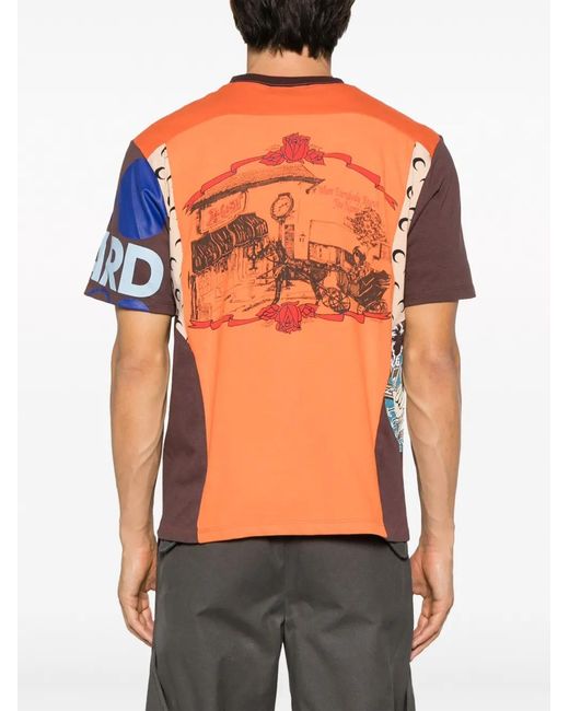 MARINE SERRE Orange Regenerated Patchwork T-Shirt for men