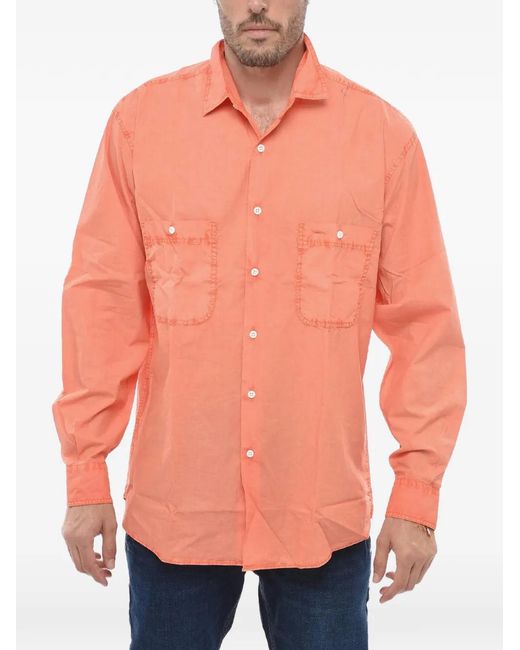 Aspesi Orange Patch-Pocket Long-Sleeve Shirt for men