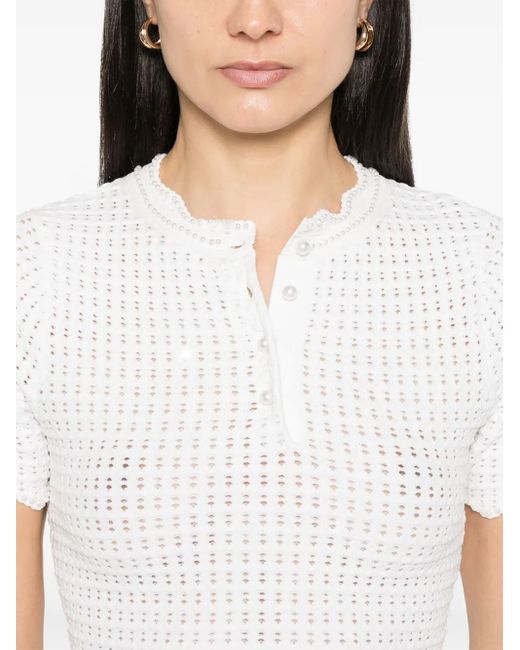 Sandro パールディテール トップ White