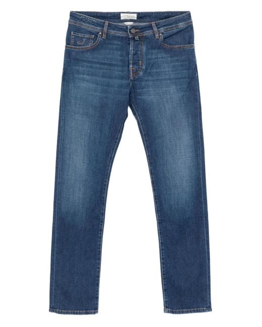 Jacob Cohen Jeans Met Geborduurd Logo En Vijf Zakken in het Blue voor heren