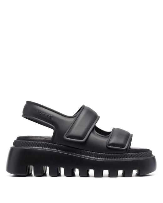 Vic Matié Gray Touch-Strap Leather Sandals