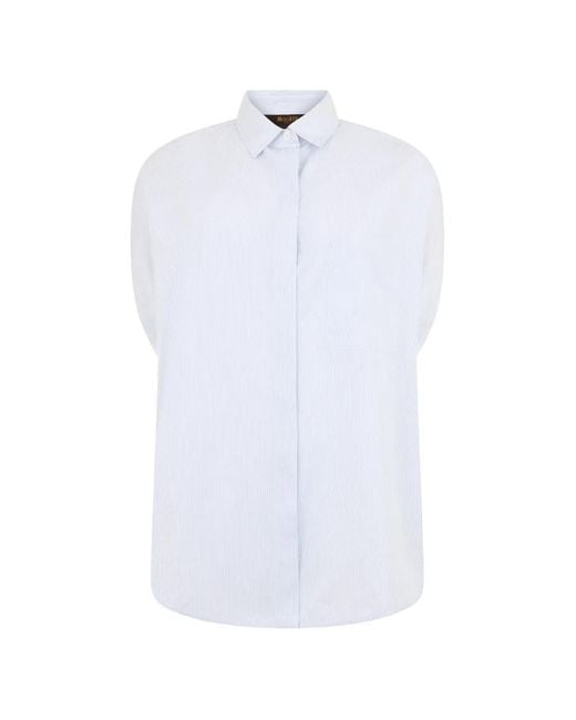 Moorer White Vertical-Stripe Short-Sleeve Shirt