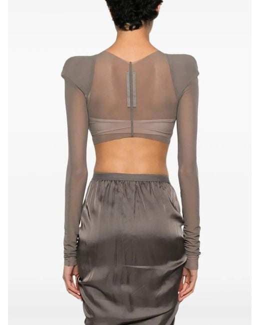 Rick Owens White Helm Structured-Shoulder Crop Top