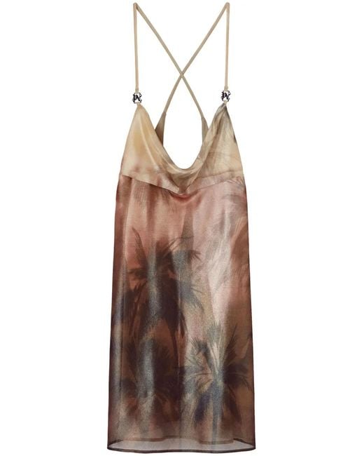 Palm Angels Brown Sunset Palms Mini Dress