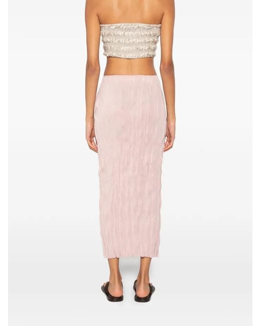 GONGDID DESIGN Pink Crinkled-Finish Elasticated-Waist Skirt