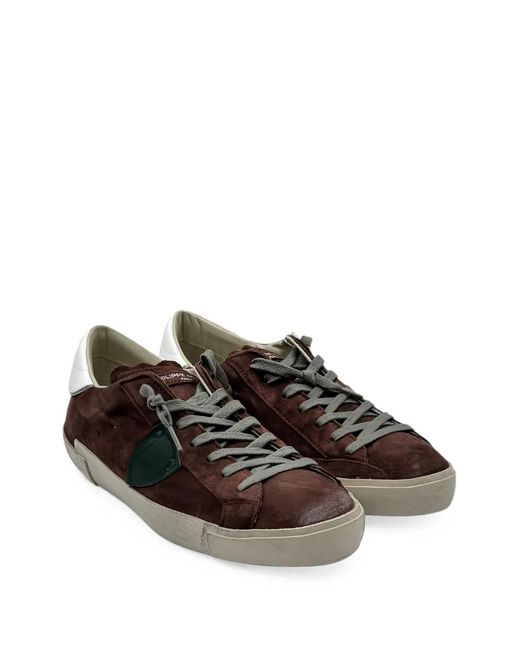 Philippe Model Brown Prlu.Xs25 Logo-Patch Sneakers for men