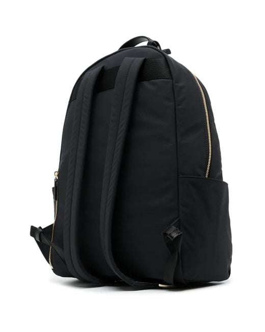 Agnes B. Black Logo-Plaque Adjustable-Straps Backpack