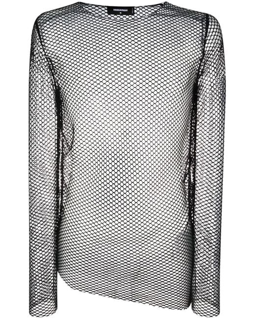 DSquared² Gray Long-Sleeve Mesh Top for men