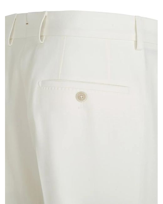 Boss White Button Trousers for men