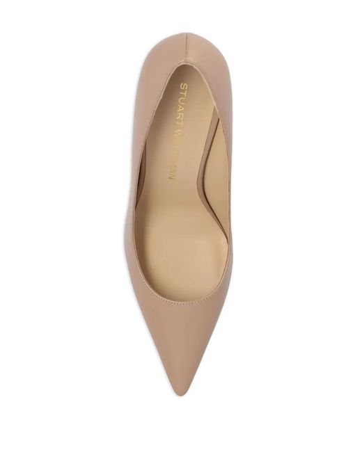 Stuart Weitzman Brown Stuart 85Mm Leather Pumps