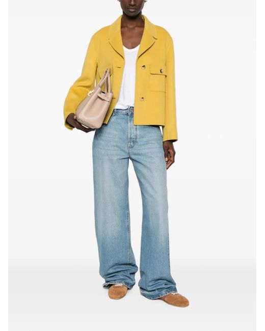 Max Mara Yellow Button-Up Chest-Pocket Jacket