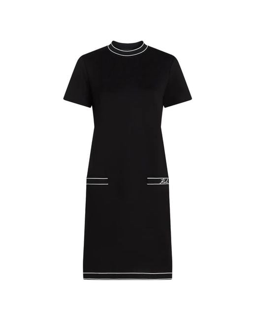 Karl Lagerfeld Black Piped T-Shirt Dress