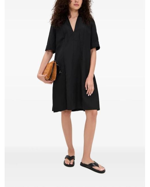 Vince Black Collared Short-Sleeve Dress