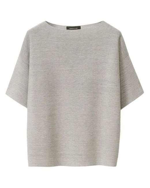 Fabiana Filippi Gray Knitted Cotton Top