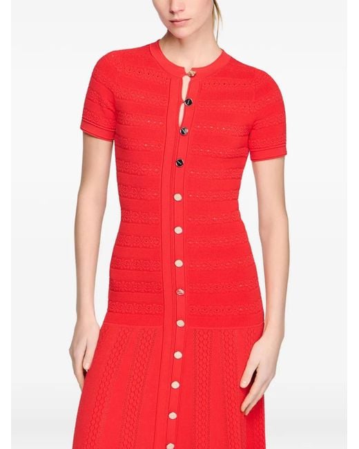Sandro Button-Up Midi-Jurk in het Red